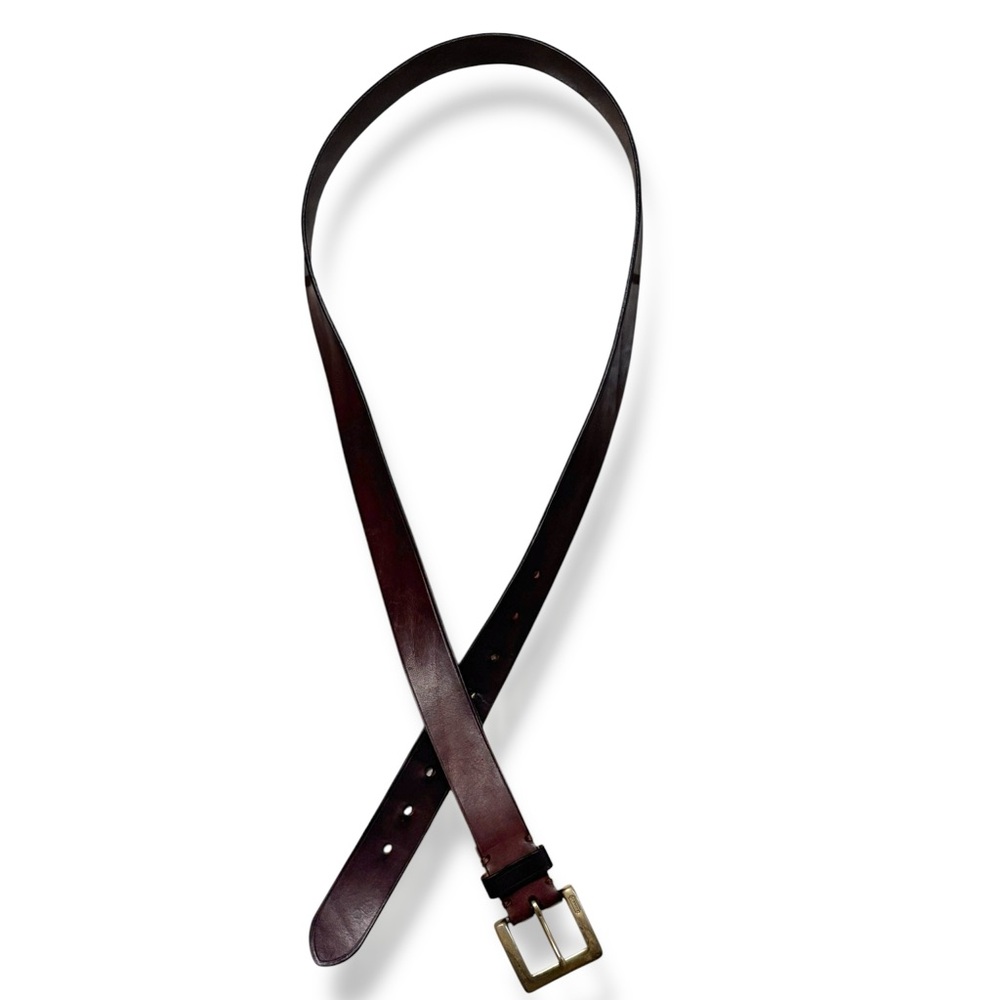 COACH Dark Brown Leather Belt Square Solid Brass Buckle Size 42” VINTAGE - Picture 2 of 7